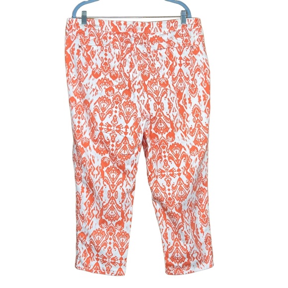 Chico’s The Platinum Crop Coral Ikat Print Women’s Cropped Pants Chico’s… - Picture 4 of 12